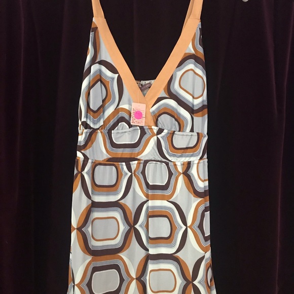 Hale Bob Tops - Hale Bob, light blue/brown babydoll tunic.